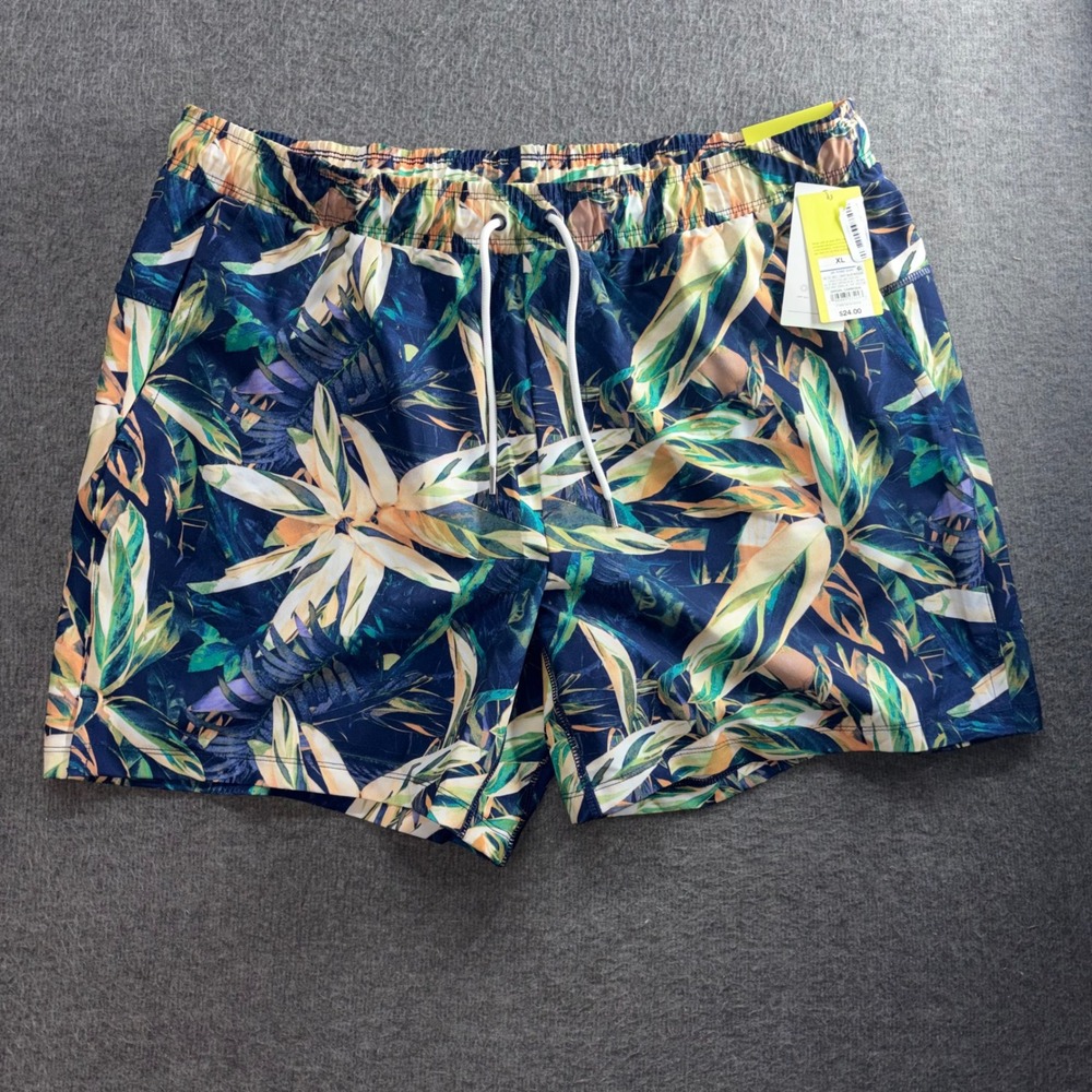 All in Motion Mens Hybrid Shorts XL Navy Blue Tropical Floral UPF 50+ Water Rep